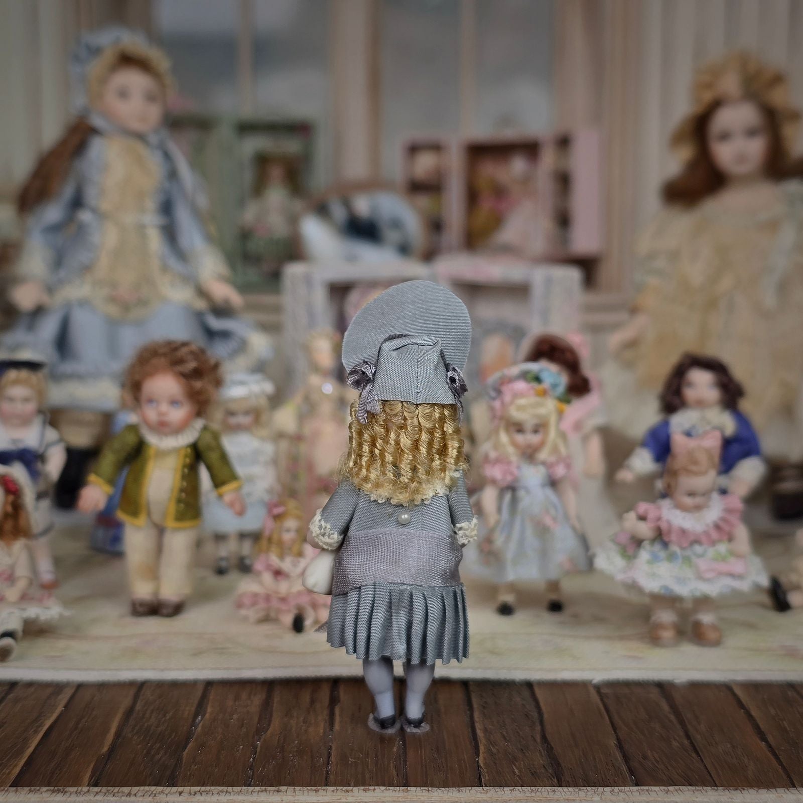 Miniature Dollhouse Porcelain Companion Doll Victorian All Silk