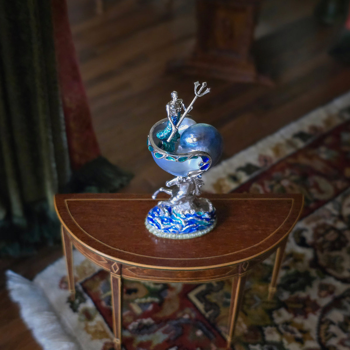 Reserved for Jules Vern Sterling Silver Poseidon Sculpture German Silversmith Stephen Wein