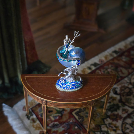 Reserved for Jules Vern Sterling Silver Poseidon Sculpture German Silversmith Stephen Wein