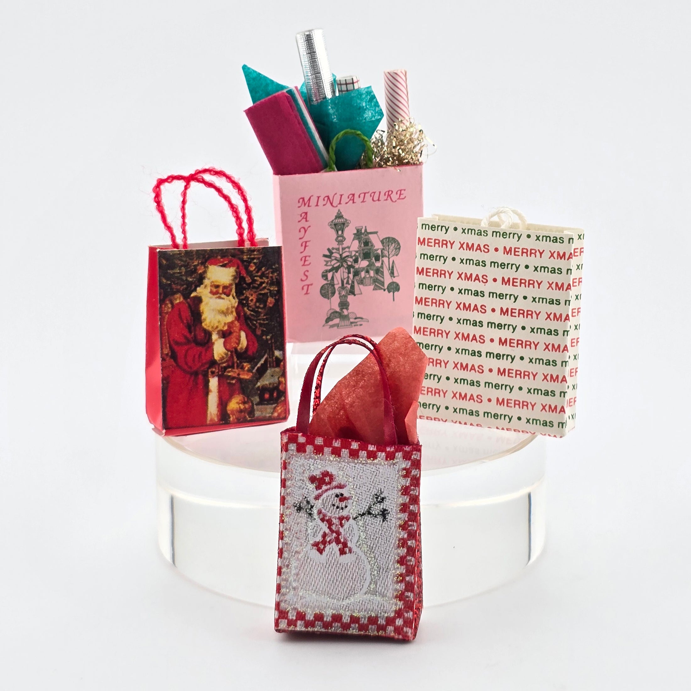 dollhouse miniature Christmas gift bags