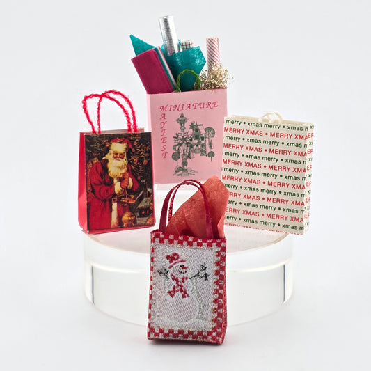 dollhouse miniature Christmas gift bags