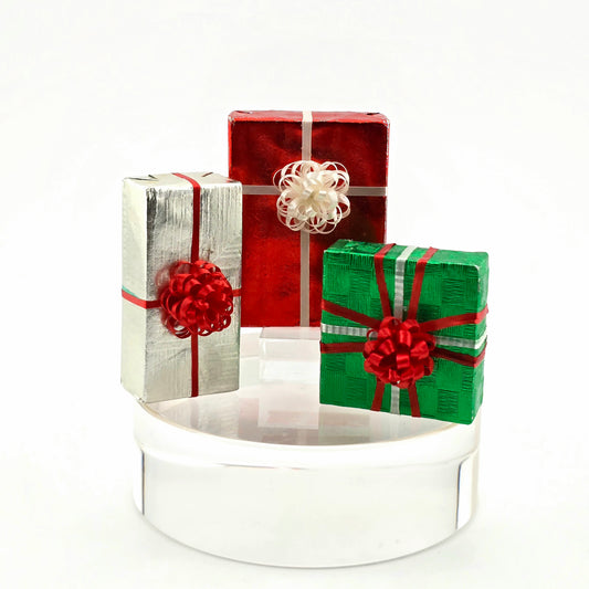 miniature dollhouse trio of gifts - white background