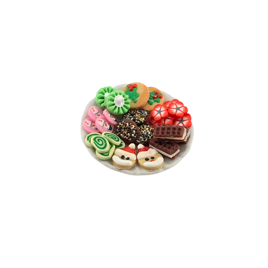 Miniature dollhouse cookie platter, signed