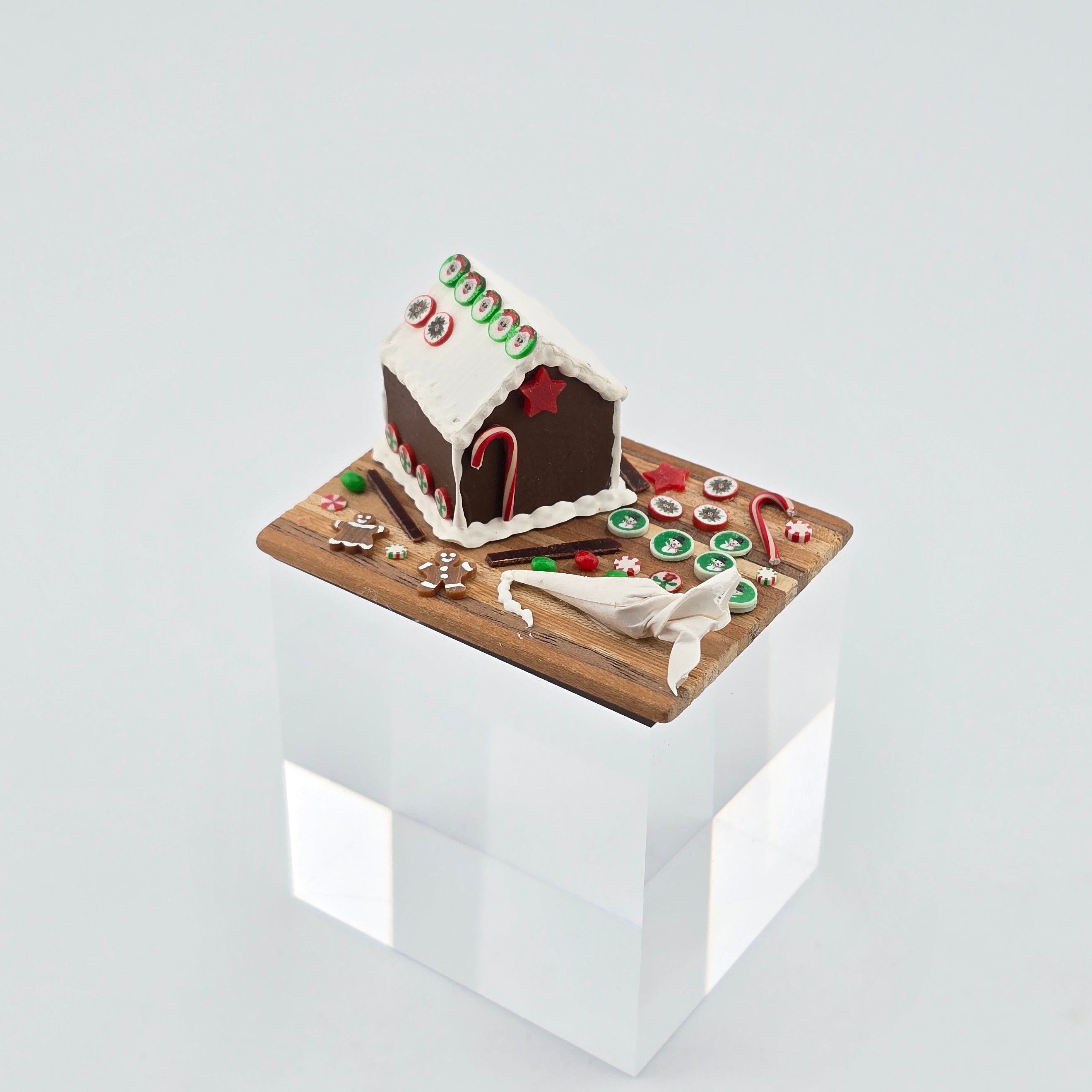 gingerbread house baking board diorama, white background