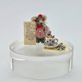Load image into Gallery viewer, Decorative scene with a small teddy mouse, teacup, and letter on a clear base.
