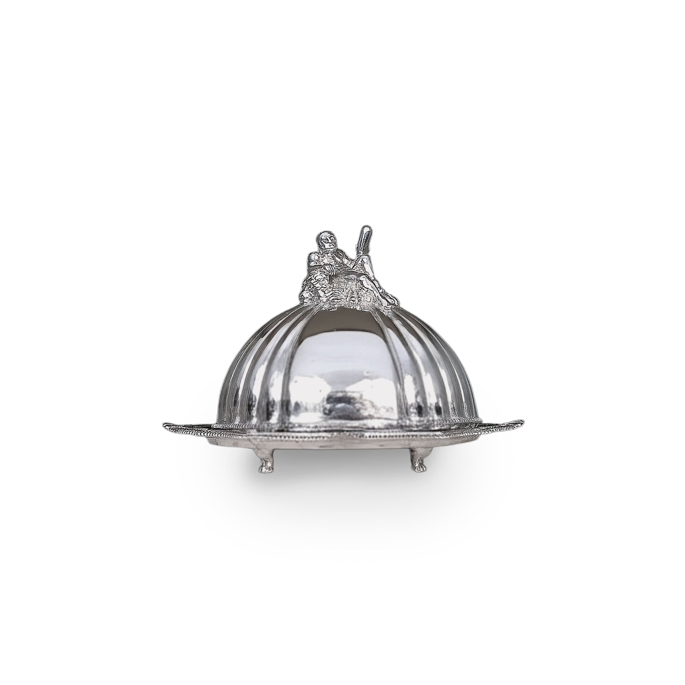 Peter Acquisto Sterling Silver 18th Century Covered Meat Platter Unique Finial RARE
