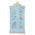Load image into Gallery viewer, Aurearte Miniatures OOAK Blue Gilt Hand Painted Peacock Armoire Cabinet Spain

