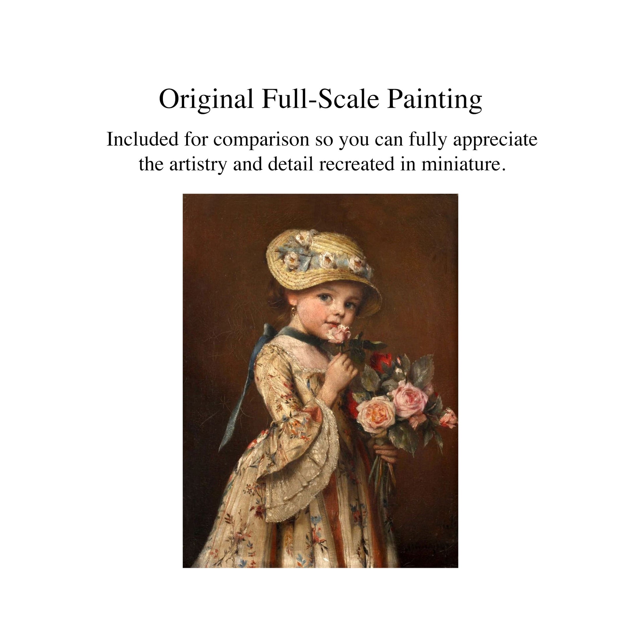Chiqui Cueto "The Posy" Miniature Oil Painting After Wilhelm Schütze