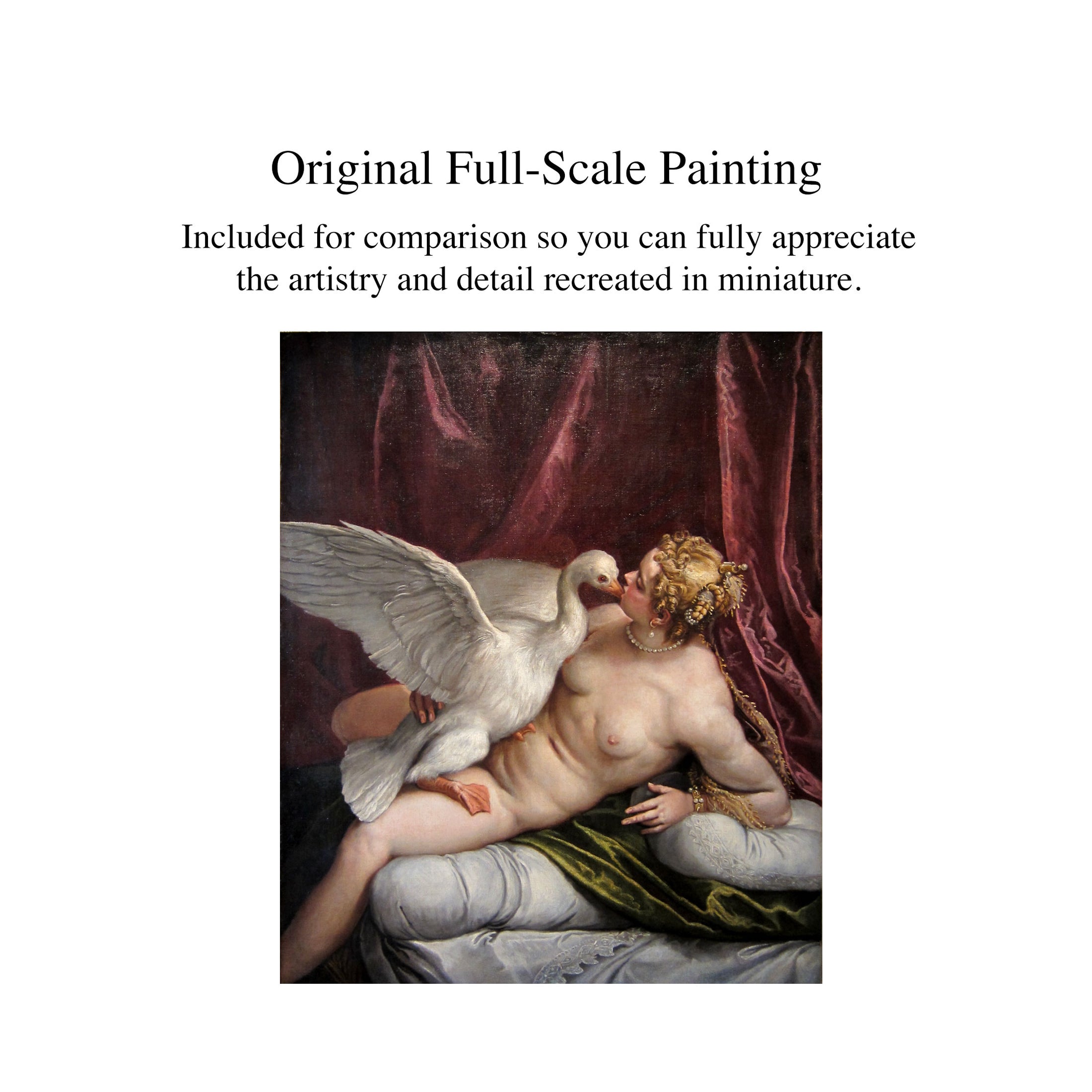 Michael Reynolds Leda and the Swan Miniature Painting After Paolo Veronese