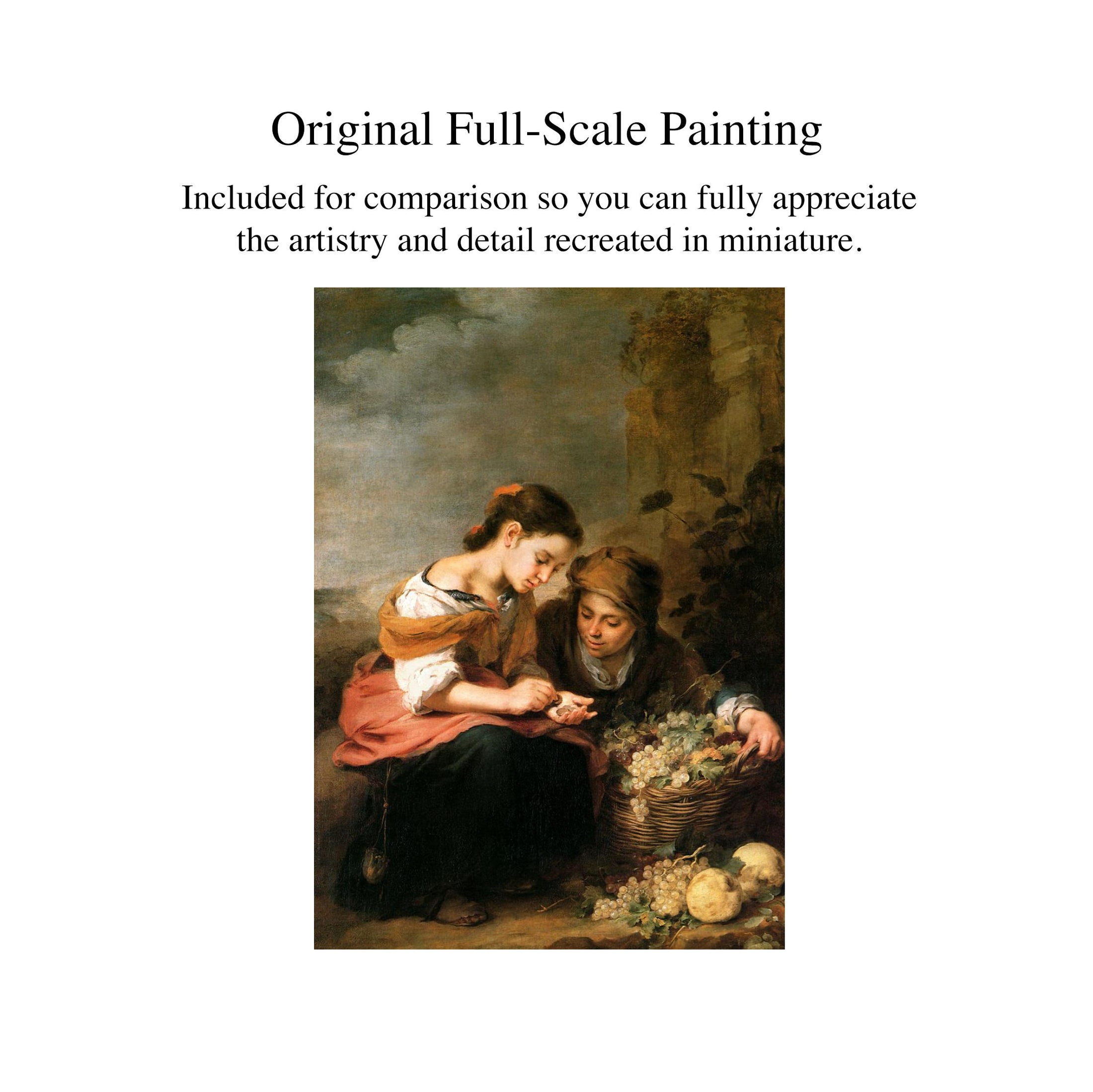 Artisan "Young Fruit Sellers" after Murillo Miniature Painting