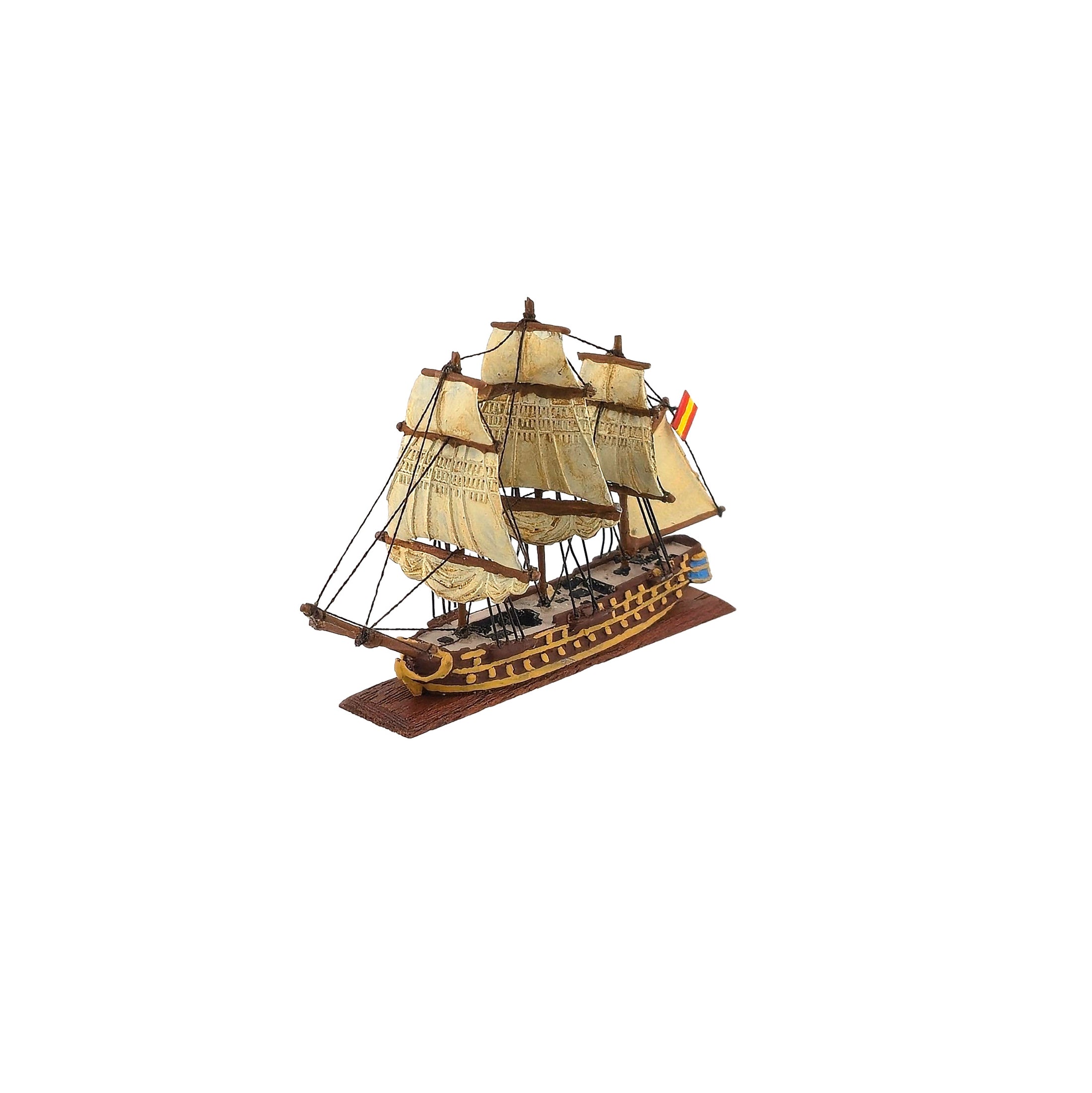 Tony Posada Hand-Sculpted Clay Galleon Miniature Maritime Ship, 1982