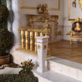Load image into Gallery viewer, Miniature Dollhouse Pair Gilt Neoclassical Bisque Columns Pedestals Plant Stands
