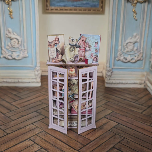Marie-Pierre Gratias MP Creations Pink Display Cabinet Vignette Teddy Bear, Doll, Hatboxes