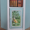 Load and play video in Gallery viewer, Aurearte Miniatures Blue Rococo Hand Painted Corner Bookshelf Wall 1:12 Spain
