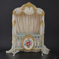 Load and play video in Gallery viewer, June Clinkscales Custom Blue Hand-Painted Rococo Baby Crib with Silk Canopy 2014

