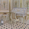 Load and play video in Gallery viewer, Aurearte Hand Painted Louis XV Ladies' Writing Desk & Chair Set Dollhouse Miniature
