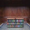 Load and play video in Gallery viewer, Alan Barnes of Tarbena Miniatures Walnut Low Library Bookcase with Painted Books
