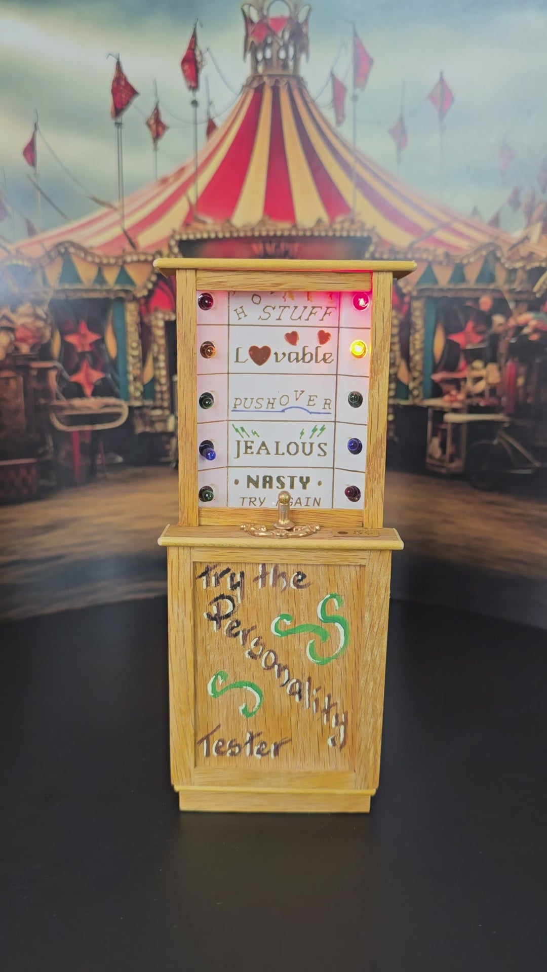 Miniature Personality Tester OOAK Carnival Arcade Game with Working Lights, Signed Cheri Varisco (1994)