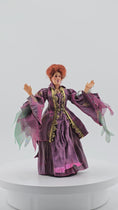Load and play video in Gallery viewer, Vintage Miniature Character Doll OOAK Winifred Sanderson Doll Silk Gown Sculpted Clay
