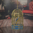 Load and play video in Gallery viewer, Keith Bougourd Blue & Gold French Bird Cage Clock with Parrot, Small Time Miniatures
