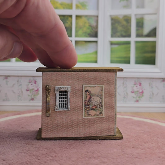 Signed OOAK Toy Doll's House With Miniature Doll & Her Belongings for Dollhouse Child