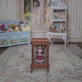 Load and play video in Gallery viewer, Almudena Gonzalez Victorian Porcelain Girl Doll in Burgundy Dress with Display Cabinet
