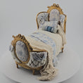 Load and play video in Gallery viewer, Video of dressed toile gold gilt bed
