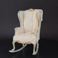 Load and play video in Gallery viewer, June Clinkscales Miniature Rococo Nursery Rocking Chair Gilt Blue
