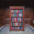 Load and play video in Gallery viewer, Alan Barnes Tarbena Miniatures Walnut Library Bookcase with Hand Painted Book Shelves

