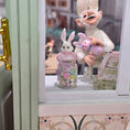 Load image into Gallery viewer, Pink Polka Dots Bunny-Topped Jelly Bean Glass Candy Shop Jar Miniature
