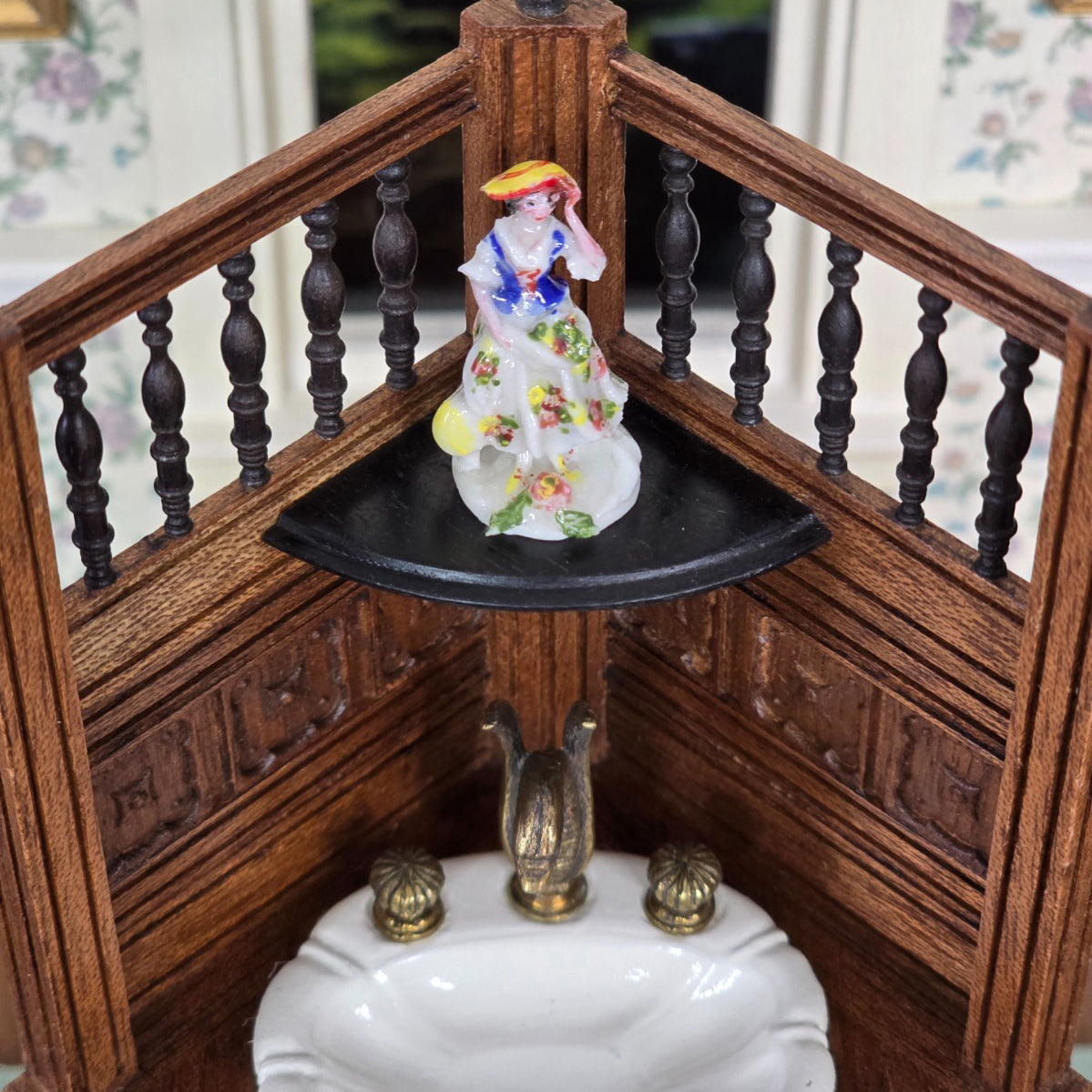 Hand Painted Tricia Street Porcelain Lady Figurine UK Rare Miniature Dollhouse