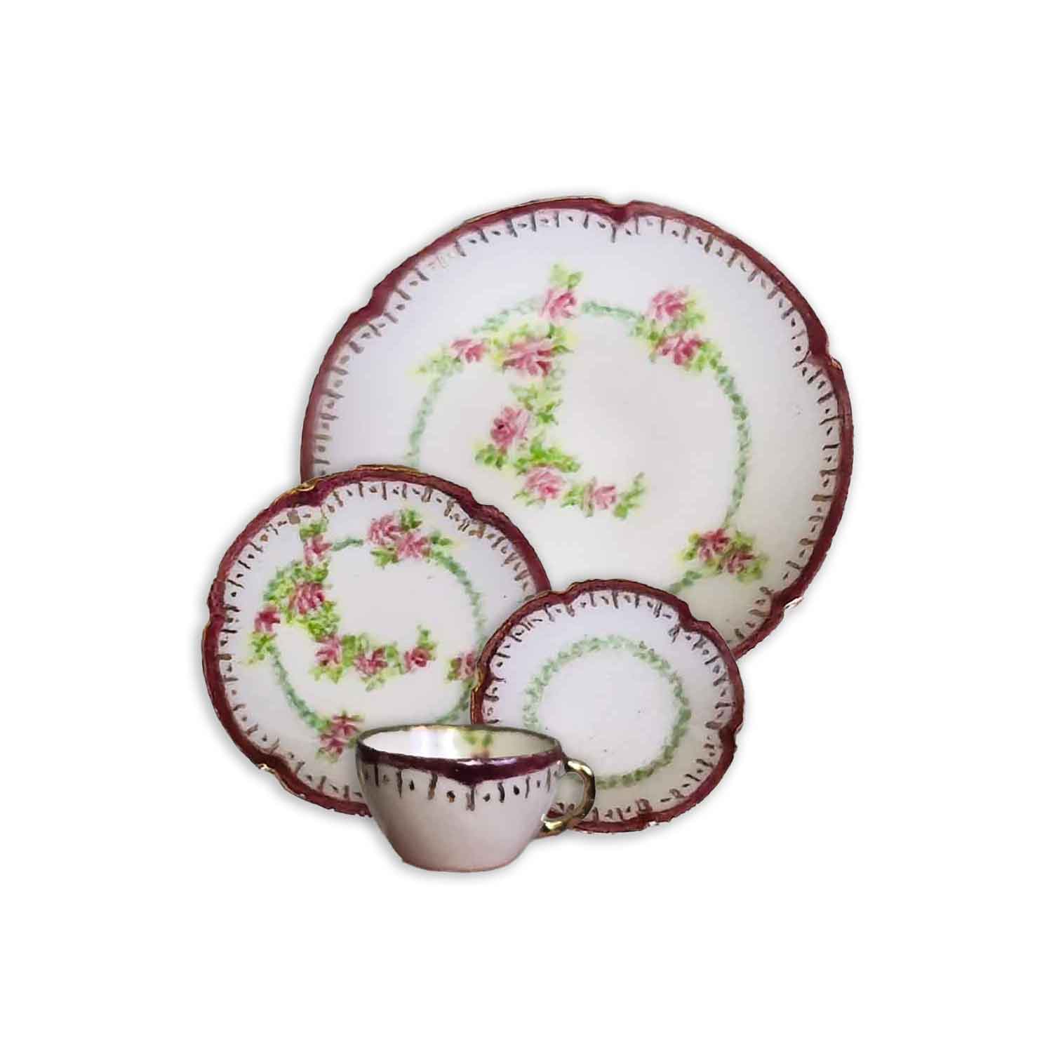 Teresa Welch 2000 One-of-a-Kind 4-Piece Rose Garland Place Setting RARE