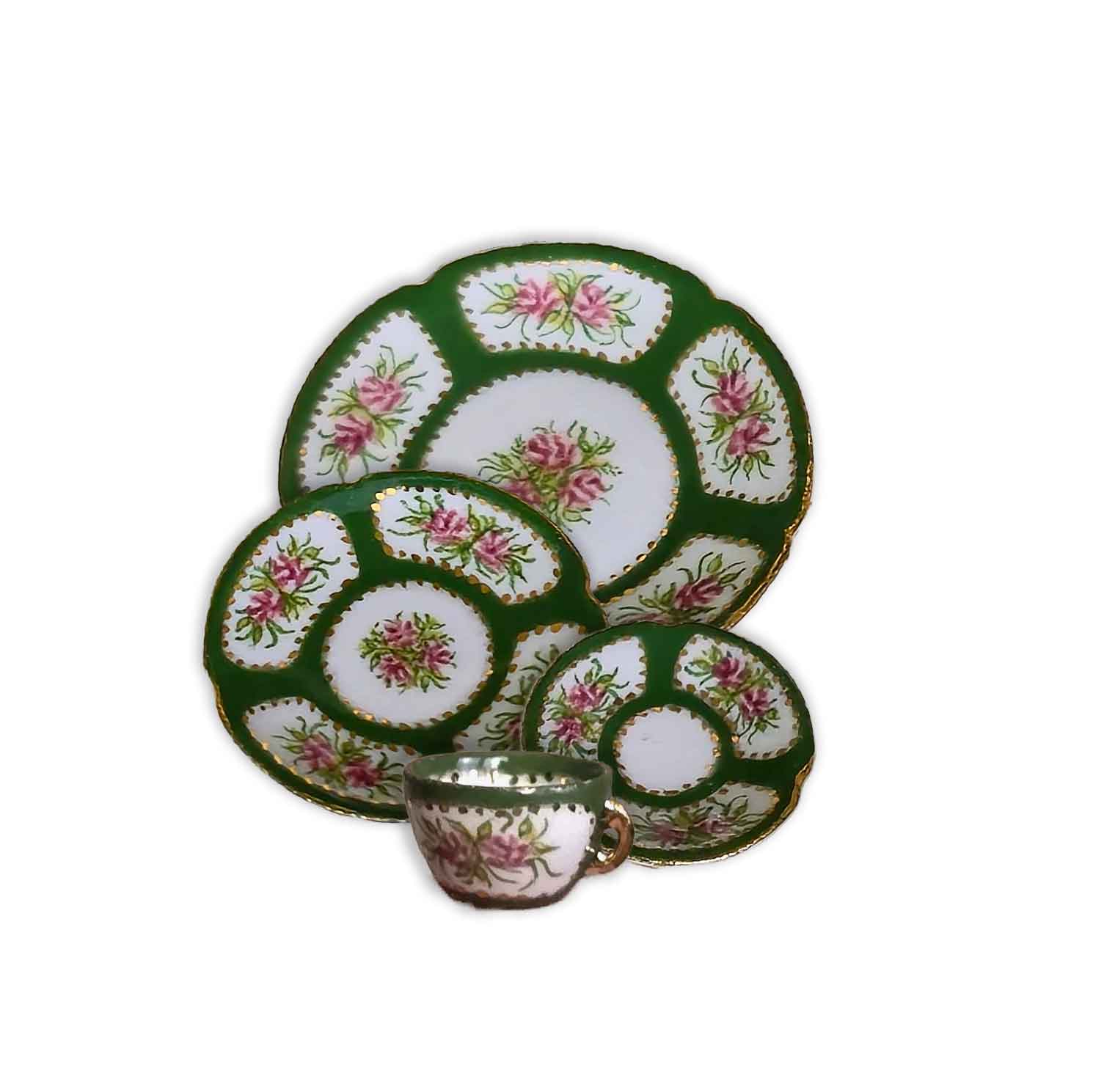 Teresa Welch 2014 Green & Pink Rose 4-Piece Place Setting