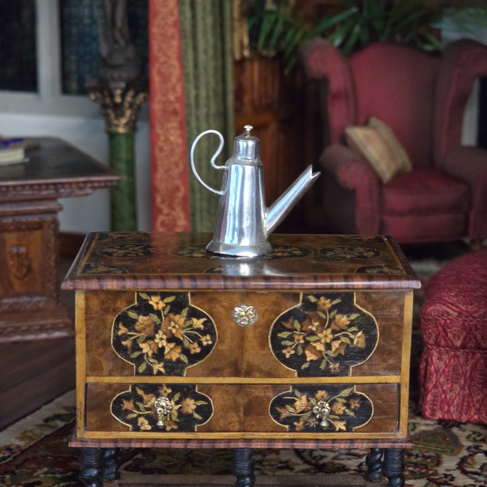Miniature Dollhouse Old French Sterling Silver Coffeepot Chocolate Jug 1:12