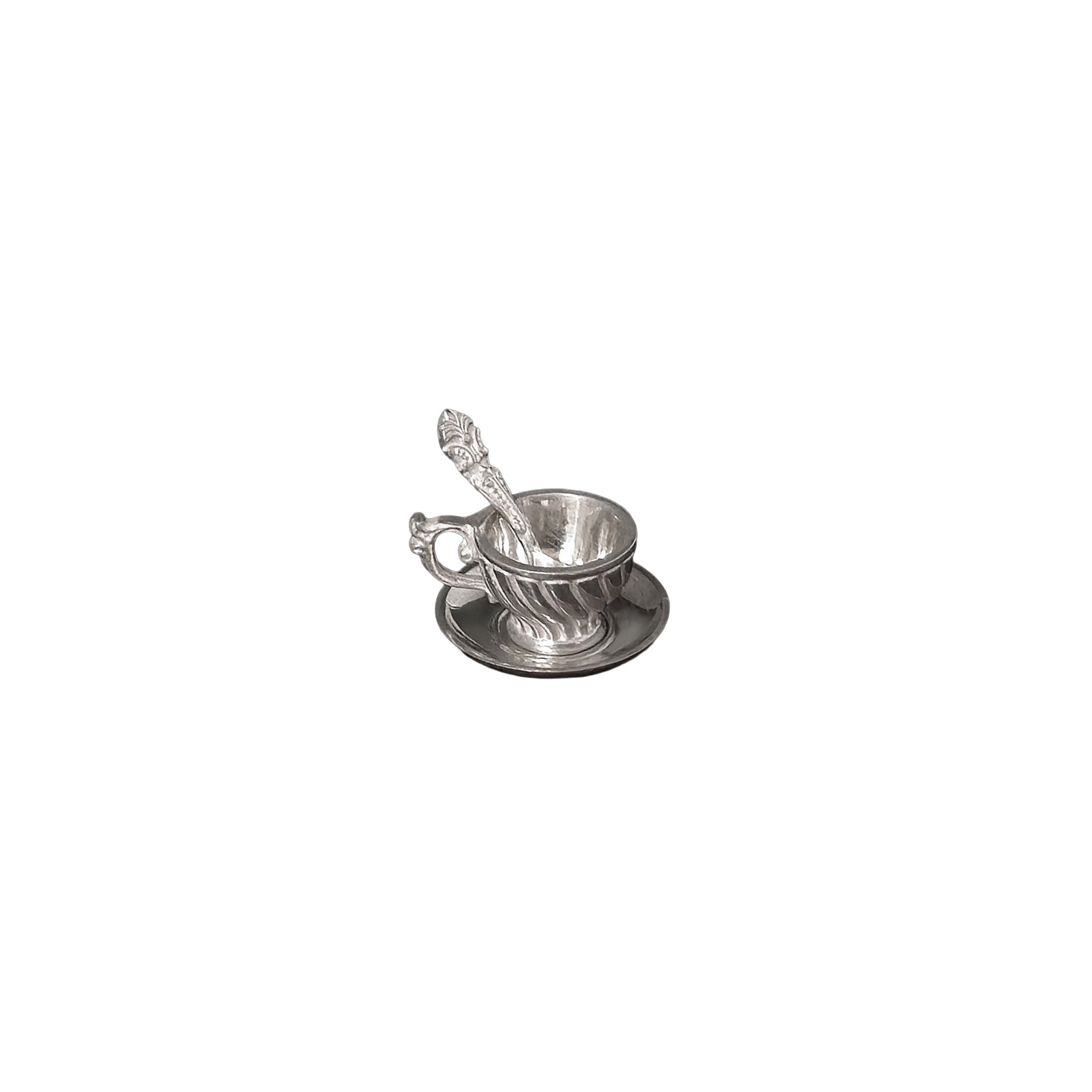Miniature Dollhouse Sterling Silver Vermeil Tea Cup Spoon Saucer Set Dimitri Shevchenko
