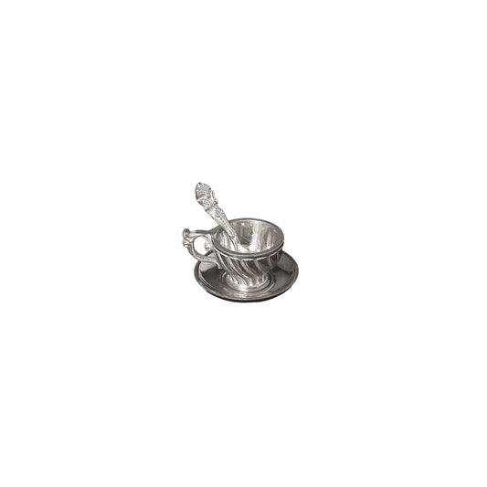 Miniature Dollhouse Sterling Silver Vermeil Tea Cup Spoon Saucer Set Dimitri Shevchenko