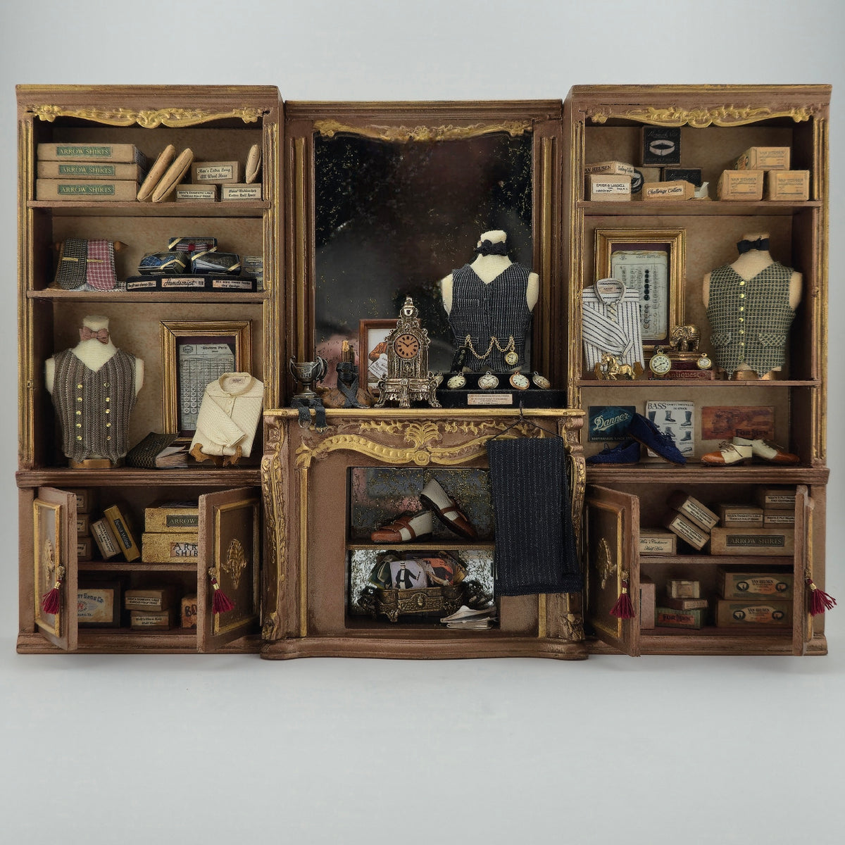 RESERVED FOR Frank Lloyd Wright OOAK Gentleman's Wardrobe Wall Diorama Over 80 Pieces