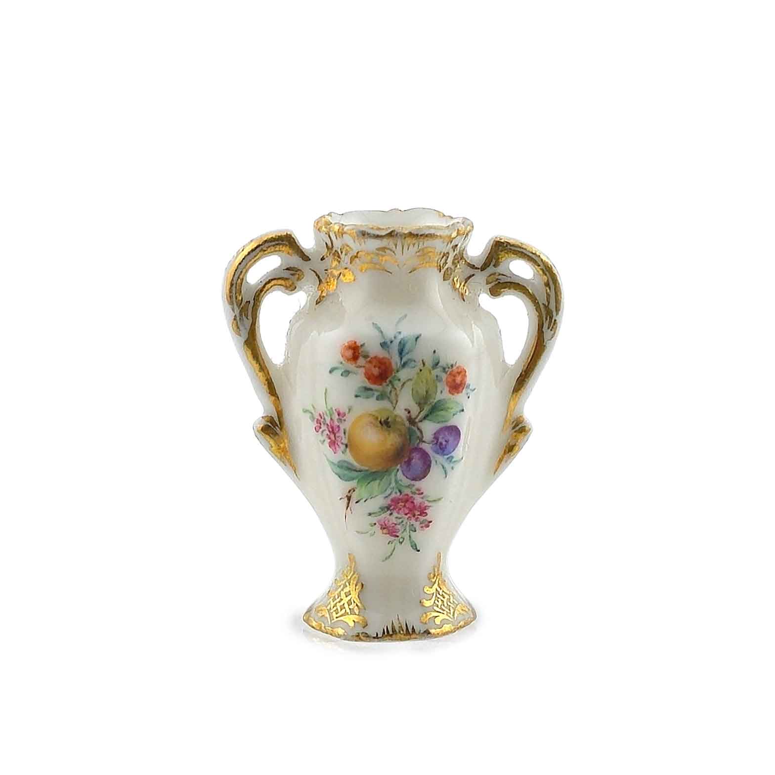 Hand Painted Orchard Fruit Porcelain Amphora Vase by Miyuki Nagashima IGMA Artisan