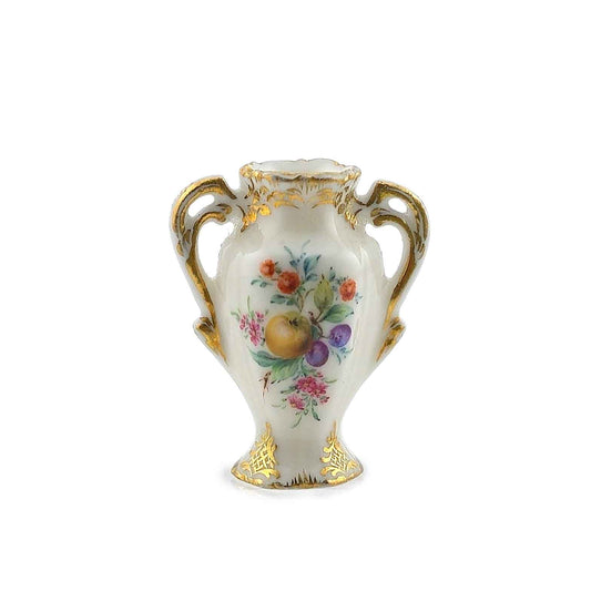 Hand Painted Orchard Fruit Porcelain Amphora Vase by Miyuki Nagashima IGMA Artisan