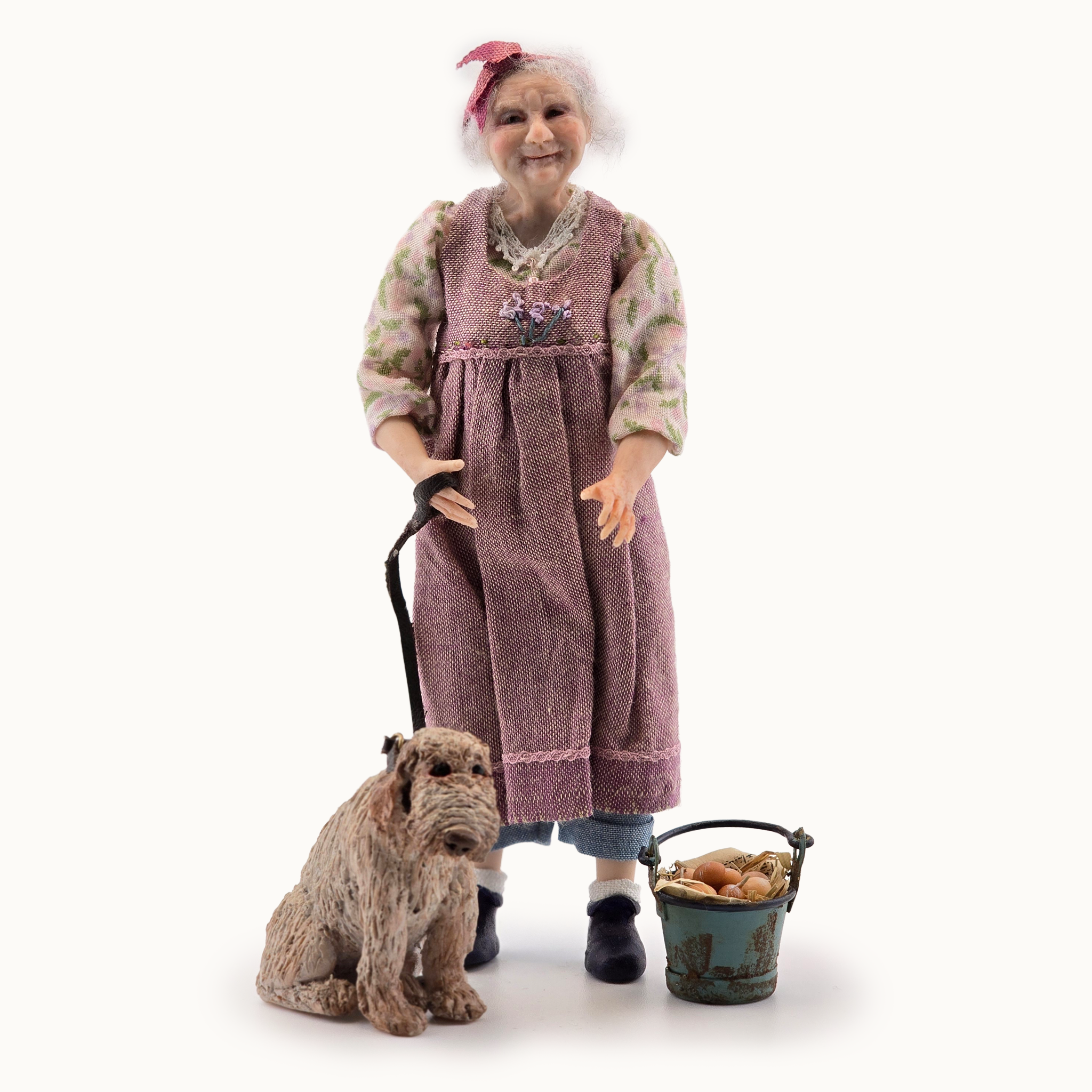 Old Woman Doll & Faithful Dog Original Sculpts Jain Squires UK Giddy Kipper