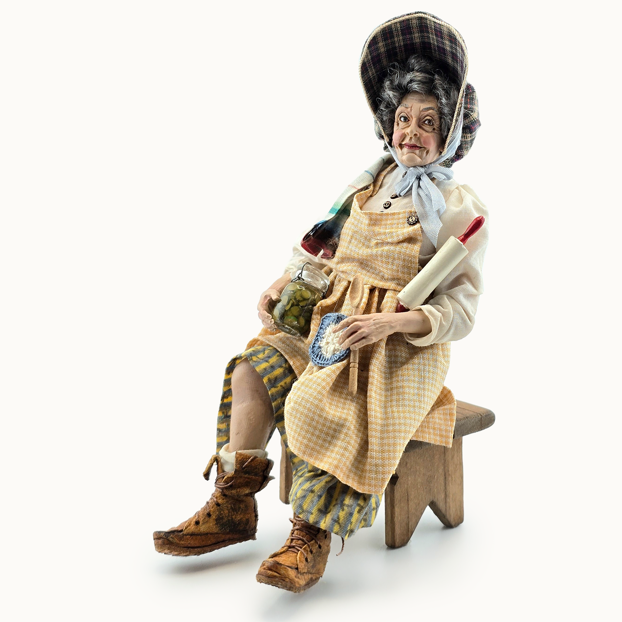 Granny Grit Rustic Country Housewife Original Marcia Backstrom Sculpted Clay Dollhouse Doll