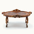 Load image into Gallery viewer, Decorative oval miniature coffee table with intricate designs on a white background
