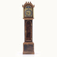 Load image into Gallery viewer, Wooden grandfather clock with detailed face on a white background
