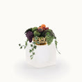 Load image into Gallery viewer, Decorative miniature dollhouse arrangement of fruits and ivy in a brass bowl on a white background
