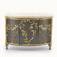 Load image into Gallery viewer, RARE Decorative buffet cabinet with gold floral patterns on a white background. Cristina Noriega Moran
