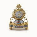 Load image into Gallery viewer, Decorative miniature dollhouse gold clock with intricate designs on a white background
