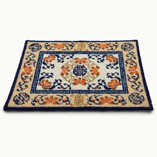 Decorative rug with floral patterns on a white background
