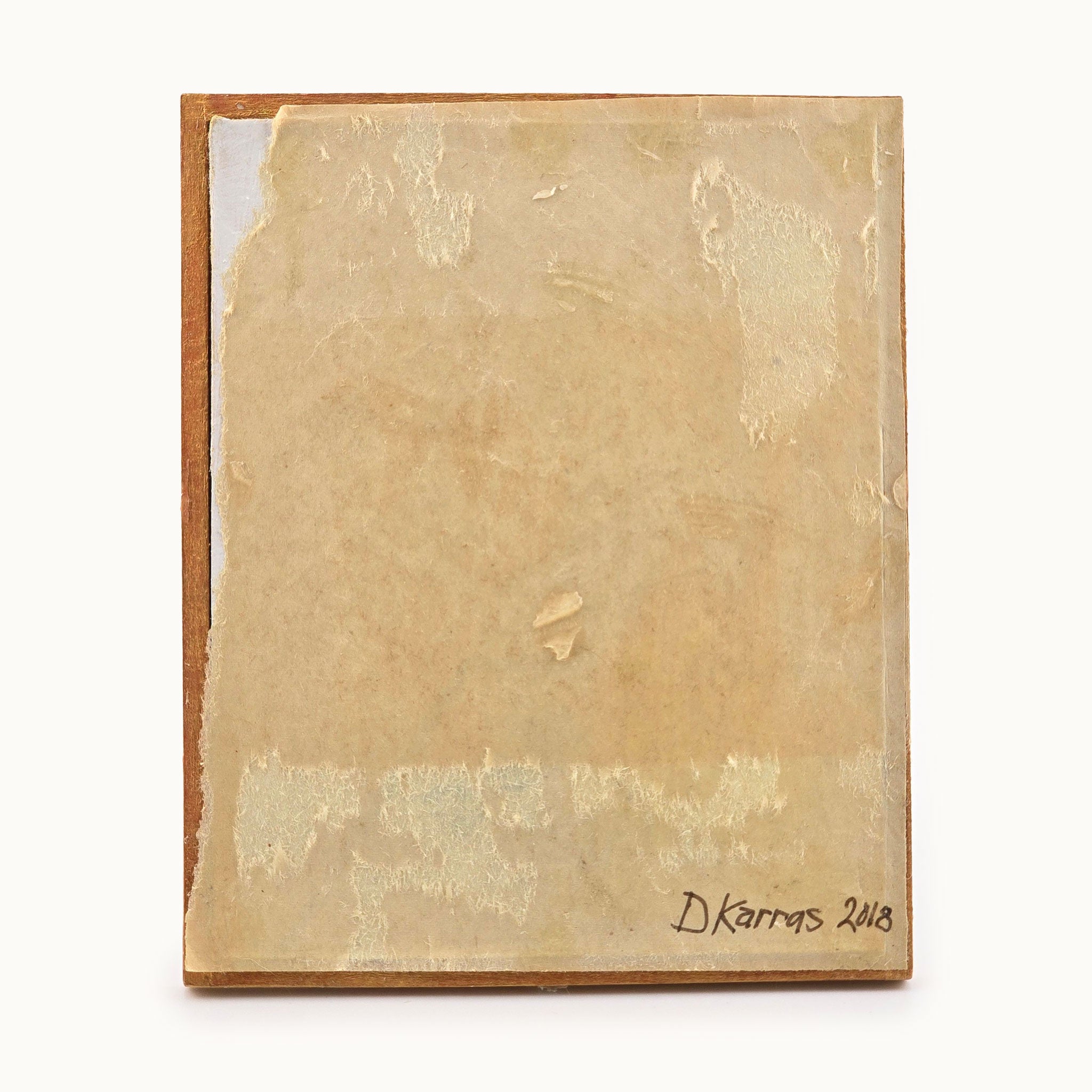 Backside of signed painting, signed 'D. Karras 2018'.