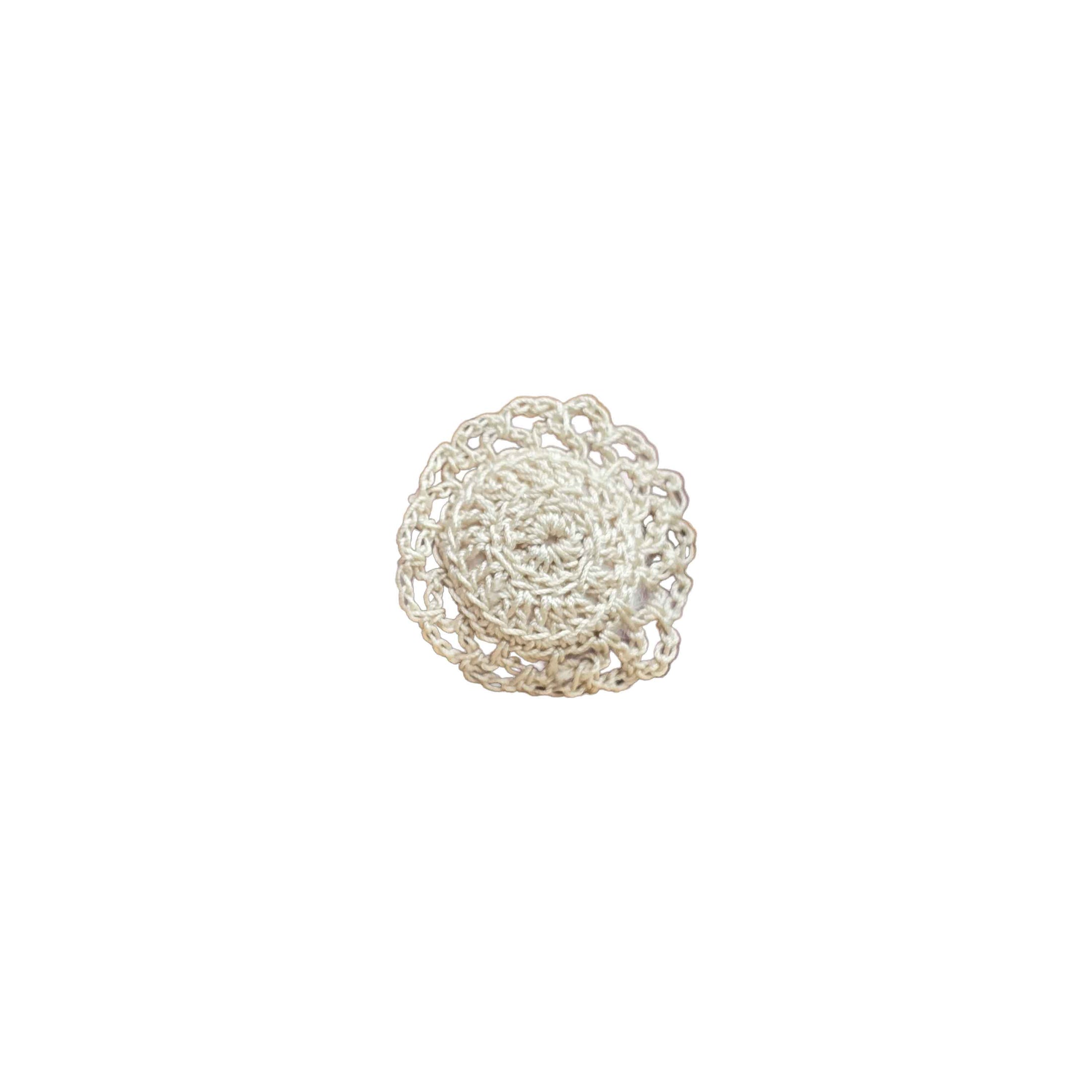 One-of-a-Kind Cream Hand-Crocheted Round Decorative Pillow 1:12 Scale