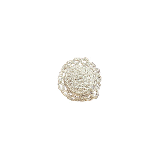 One-of-a-Kind Cream Hand-Crocheted Round Decorative Pillow 1:12 Scale